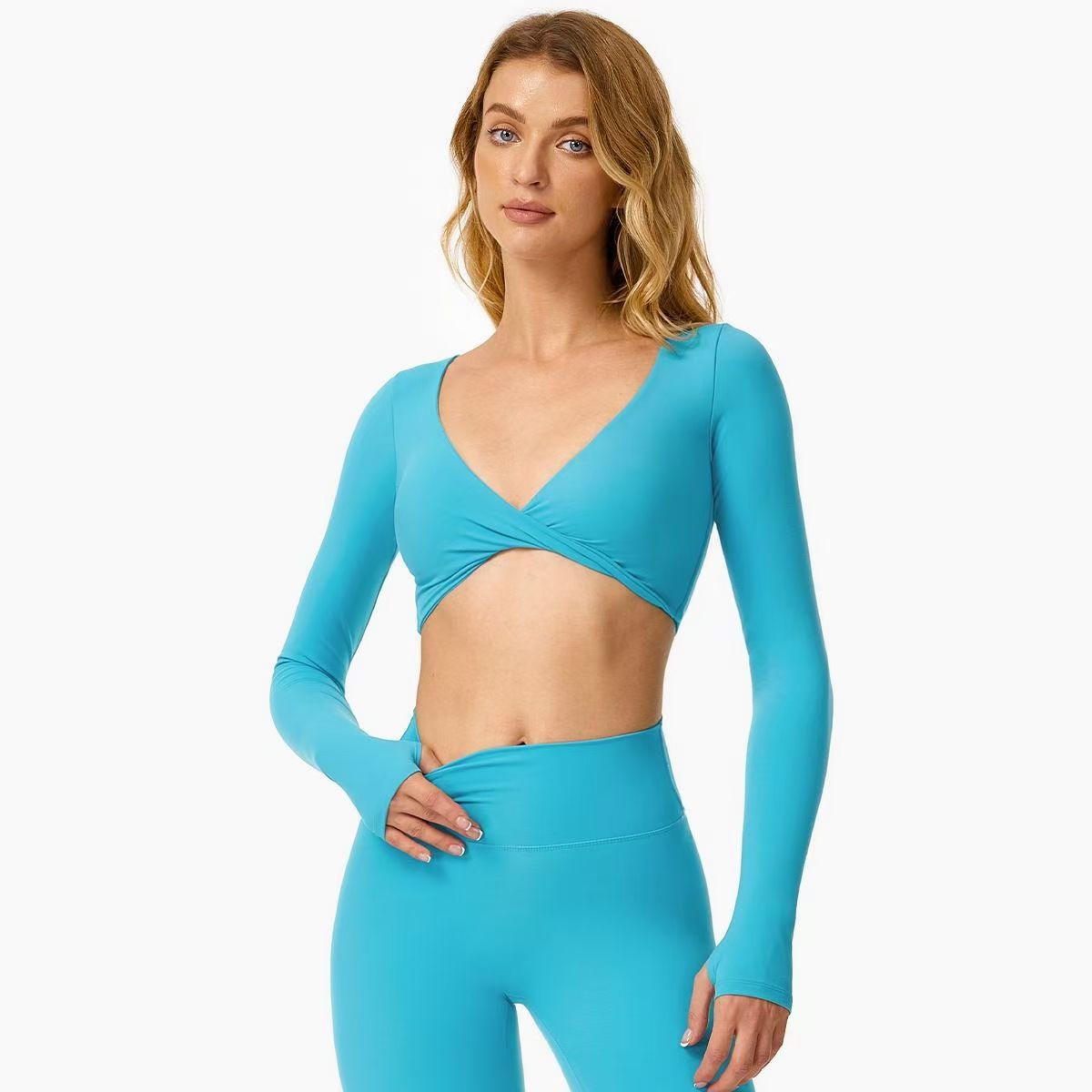2024 nueva primavera y otoño ropa de fitness de manga larga correr al aire libre camisa de yoga de manga larga mujer