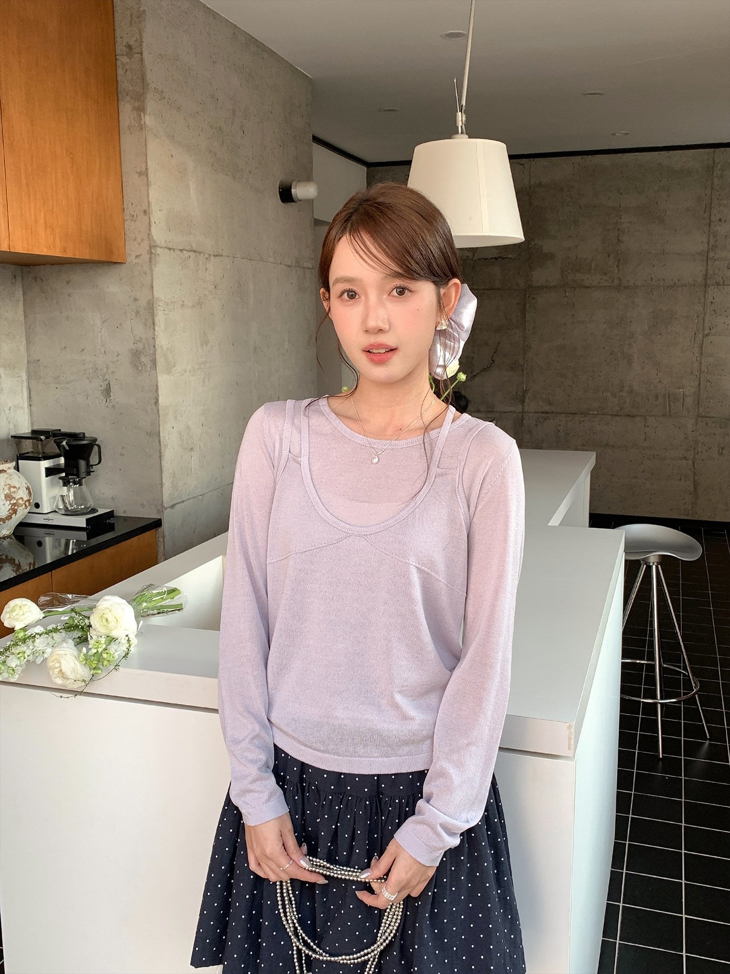 26ye017 taro purple fake two pieces