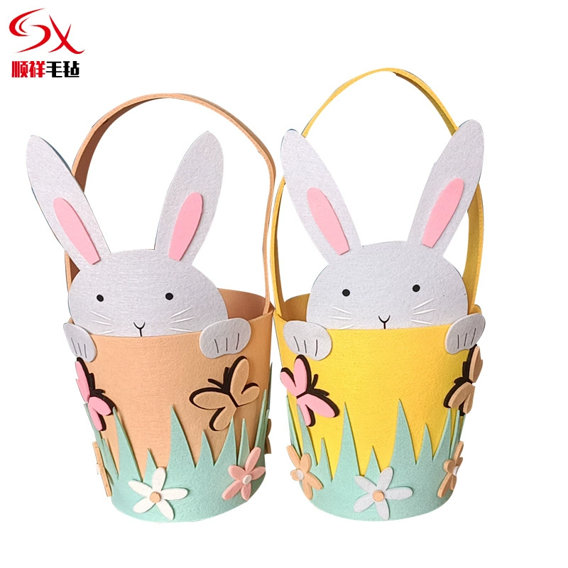 Новая войлочная ручная корзина Корзина для хранения пасхального кролика Детская сумка для конфет Пасхальная войлочная ручная корзина