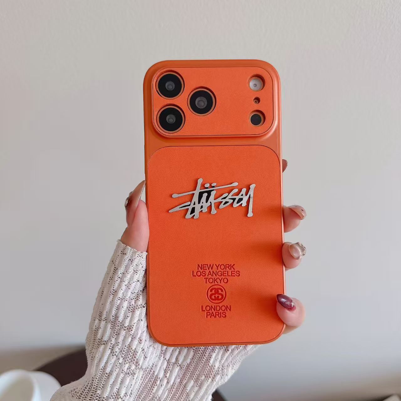 Stussy Leather Case for iPhone 17 Pro Max Orange