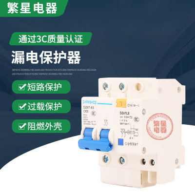 dz47le-63 2P家用漏電保護器rccb小型斷路器32a空氣開關40a