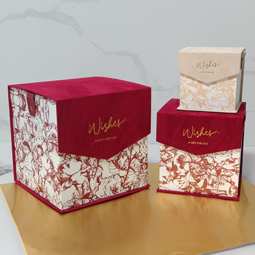 Wholesale Tote Embossed Fabric Wedding Gift Box Chinese Style Candy Box Empty Candy Shop Packaging Box