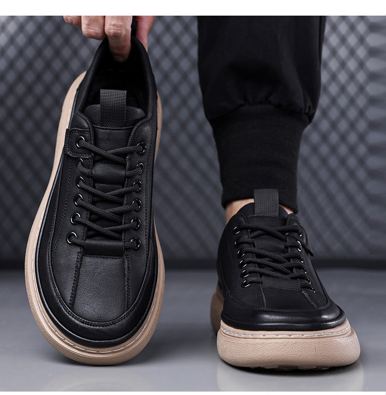 Giày da nam sneaker cổ thấp phong cách retro, đế cao su, dây buộc, phù hợp đi chơi và lái xe — GX1617 màu nâu, GX1617 màu đen chi tiết 18