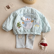 女童秋冬新款棉衣外套女宝宝可爱夹棉加绒棒球棉服加厚夹克衫跨境