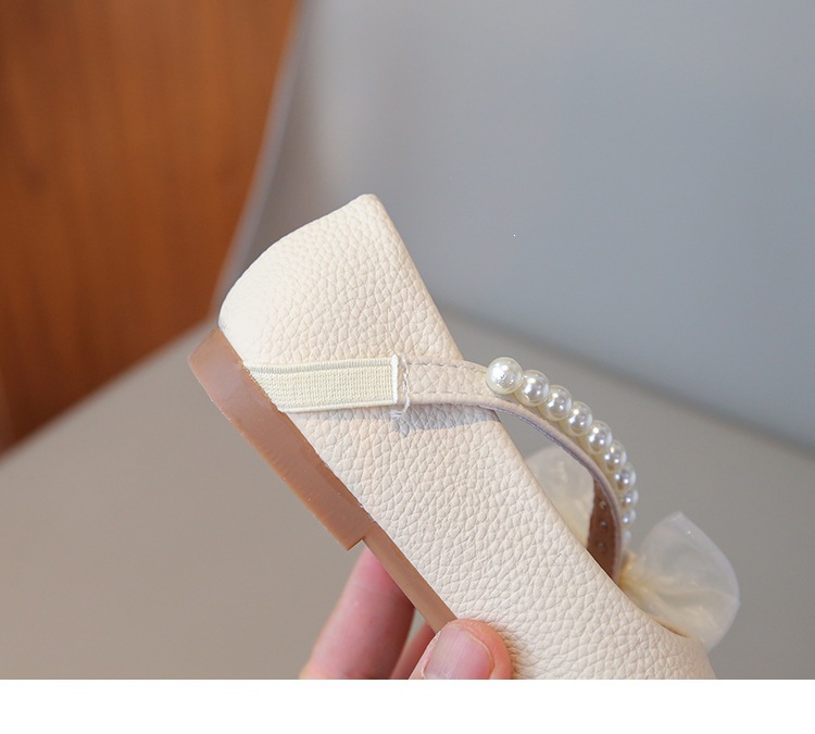 Mädchen Leder Slipper Mit Perlen Schleife Und Weicher Sohle_voghion.com
