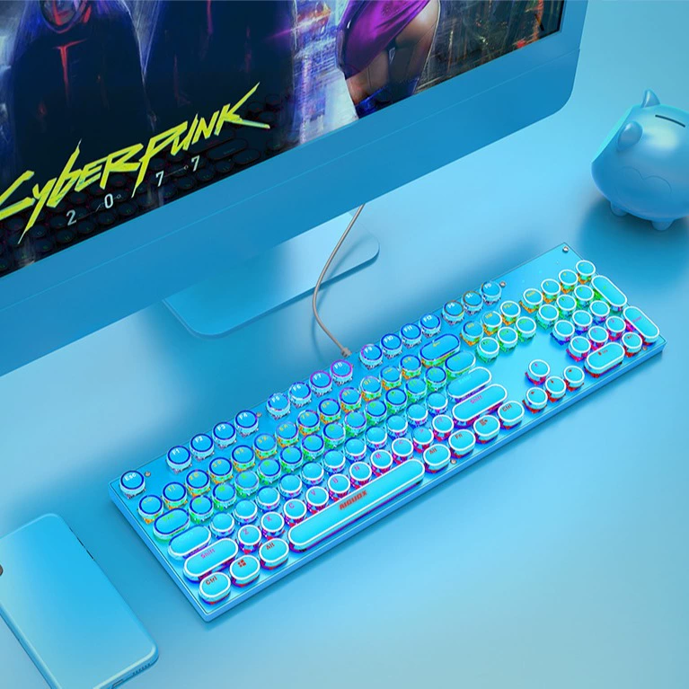 Панк-механическая клавиатура GK802 с подсветкой RGB, разноцветная, конкурентная игровая проводная клавиатура