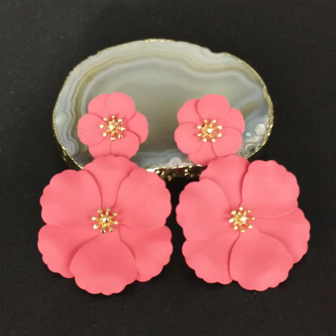 Multicoloured split cute fashionable earrings, flowered, (Physicals), direct factory sales