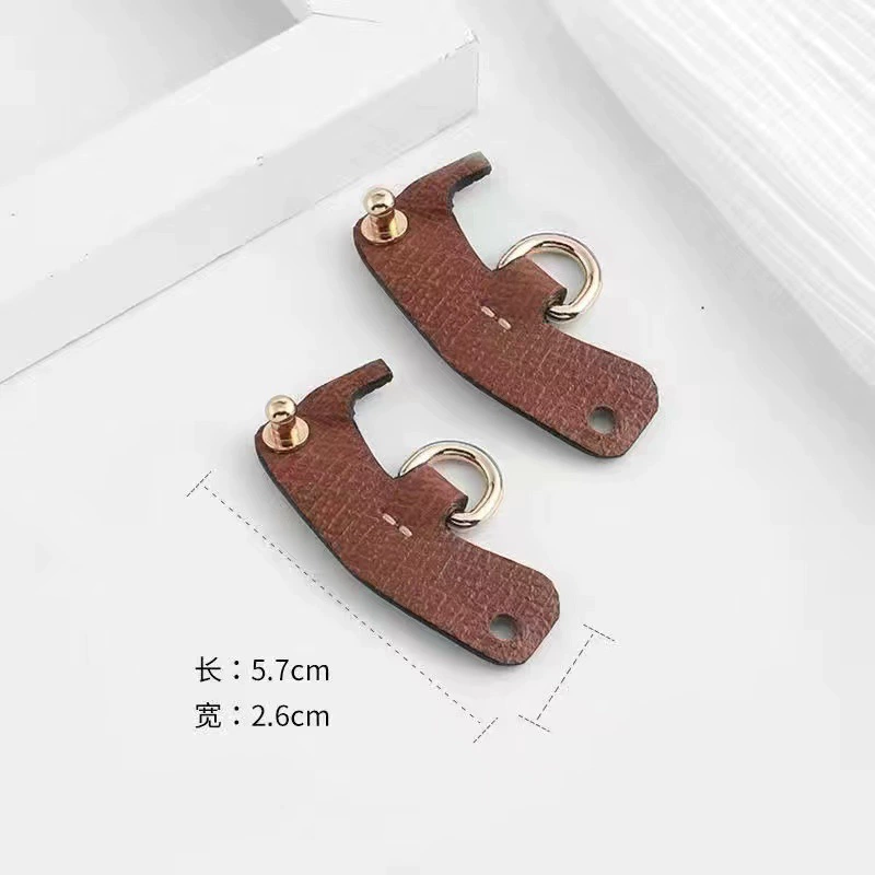 Adjustable Leather Shoulder Strap (longcham mini style) — Cognac/Black/Graphite, Gold Buckle