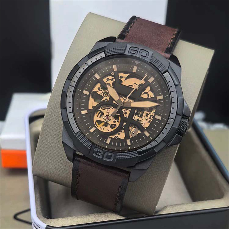 Aliexpress Fs Fossil Watch Genuine Leather Hollow Out Fully Automatic Mechanical Casual Business Men's Watch Me3217 Large Dial