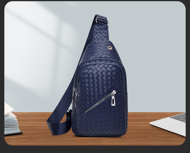 New trendy men's PU soft leather chest bag, simple single-shoulder bag, waterproof casual business crossbody bag, coin purse wholesale undefined