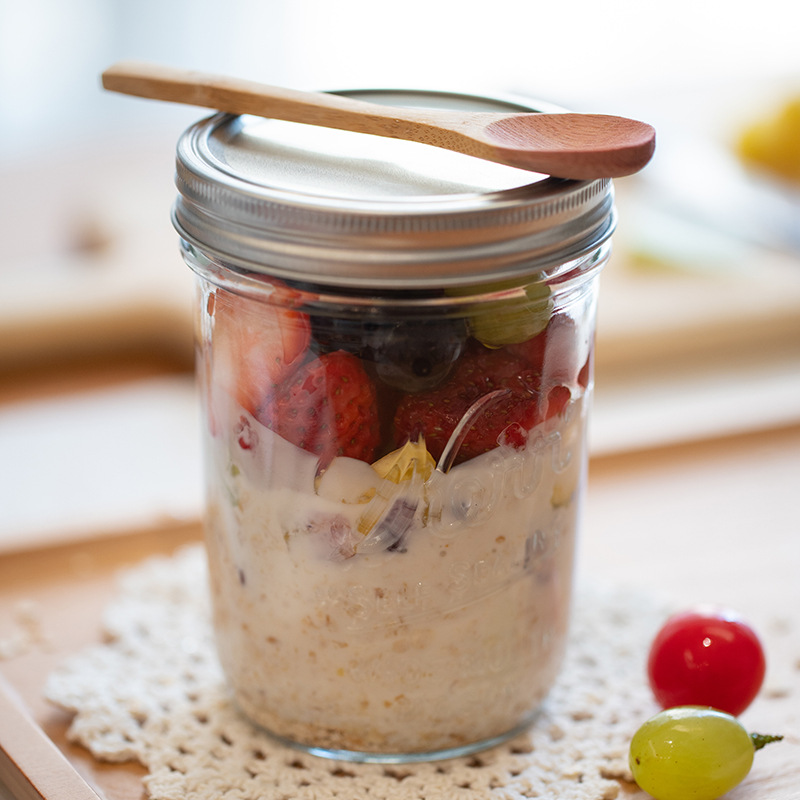 Large-Capacity Wide-Mouth Glass Sealed Bottles and Jars, Overnight Oatmeal Cups, Mason Jar Cups, Yogurt Cold Brew Bottles, Pickle Bottles