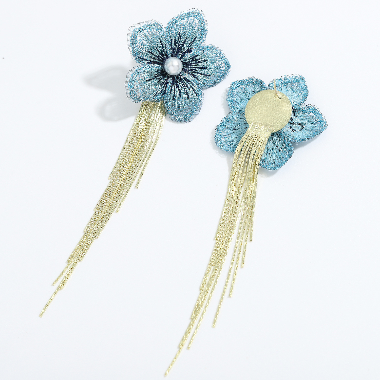 Korean Mesh Fabric Flower Earrings display picture 7