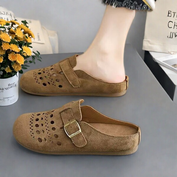 Non-slip breathable retro fashionable women's slippers flat English…
