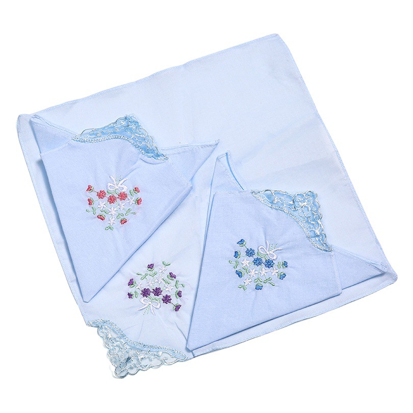 High-grade 60 yarn handkerchief butterfly flower embroidery lace cotton Women's printed handkerchief