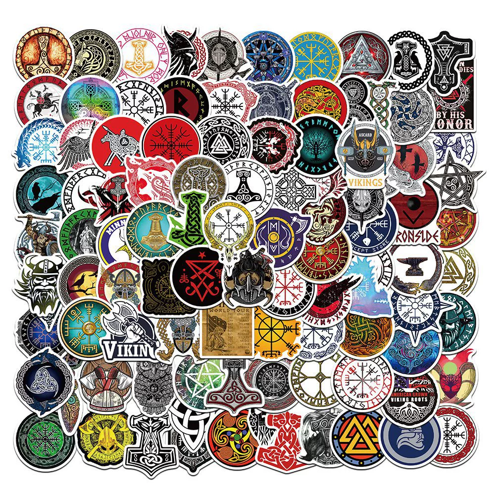 100 шт. Неповторяющиеся Тотем викингов граффити наклейки мотоцикл скейтборд компьютер багаж водонепроницаемые наклейки
