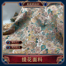 现货色织金属丝涤立体浮雕提花面料礼服套装公主连衣裙大提花布料