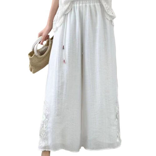 Ethnic style tie-dye white base midi skirt women's long skirt wholesale