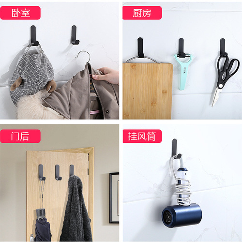 Space aluminum hooks, powerful punch-free coat hooks, wall-mounted wall hangers, bathroom towel racks, clothes hooks