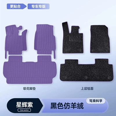 Modelə uyğun ayaqaltı car floor mats, Xiangjie G9 - 26-models-of-xiangjie-g9-five-seater-premium-selection-starlight-purple-single-layer-foot-mat-black-faux-cashmere