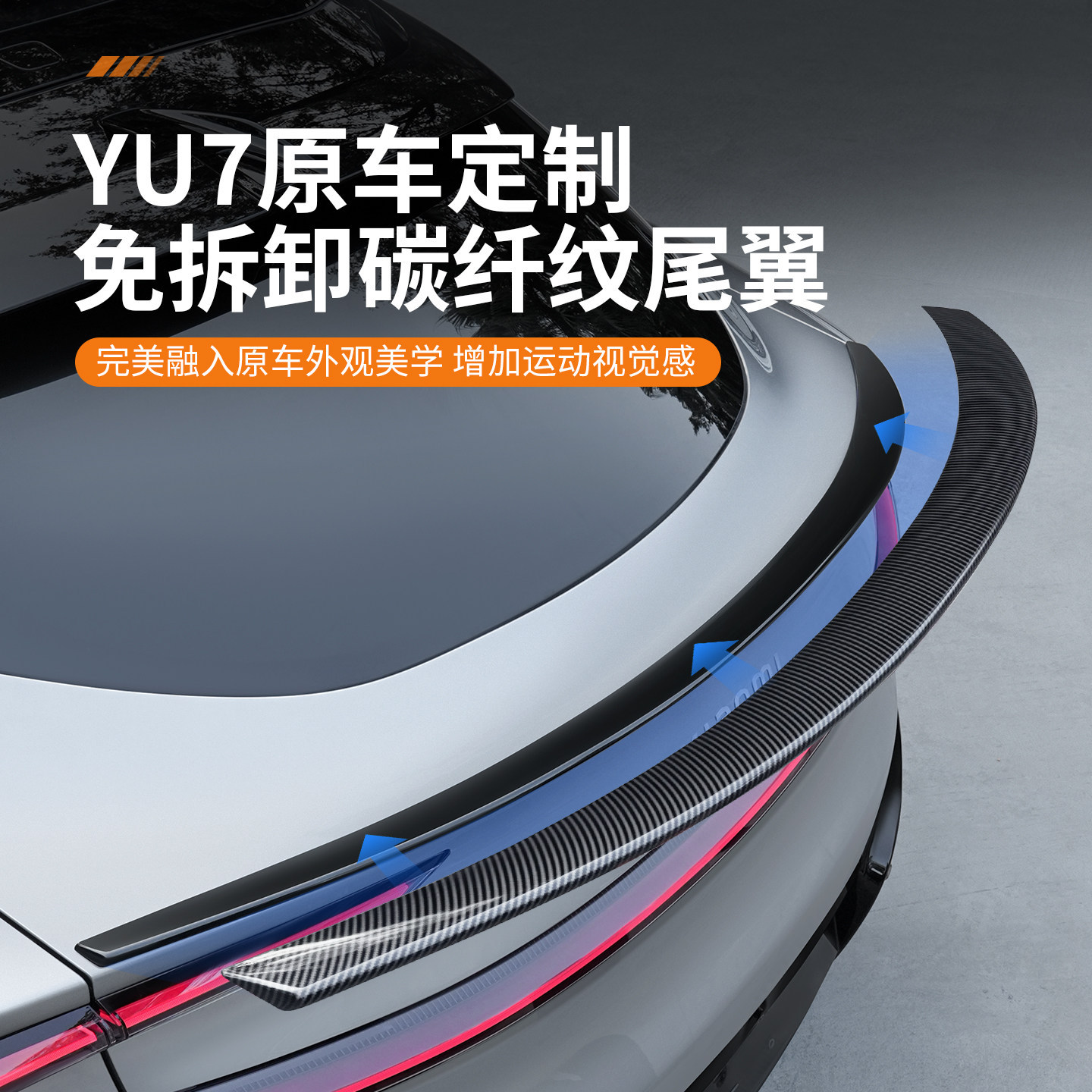 Suitable for Xiaomi Yu7 Rear Wing, Top Wing, Carbon Fiber Pattern Sports Upgrade Decorative Cover, Tailgate Spoiler Modification Parts