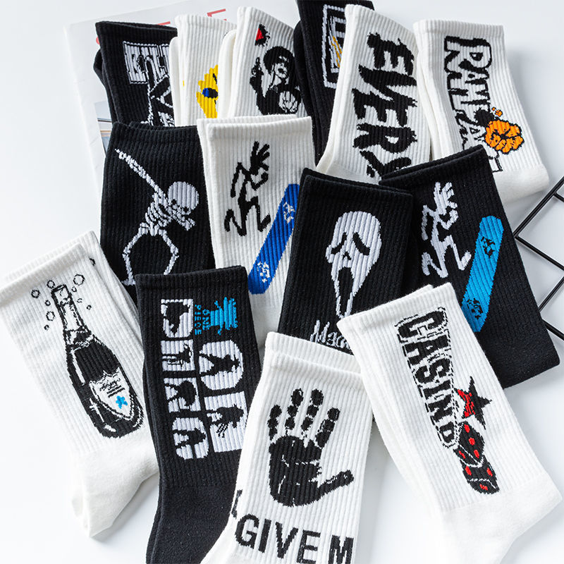 Cross-Border Amazon Aliexpress Skull Socks Astronaut Men and Women Halloween Punk Style Popular Mid-Calf Socks Comfortable