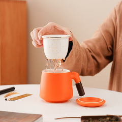 Creative Ceramic Office Tea and Coffee Separator with Lid Mug Business Practical Company Annual Meeting Commemorative Gift Souvenir