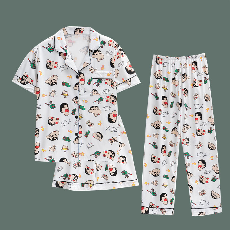 Pajamas de pareja de mujeres de alta calidad con rayas de verano algodón de manga corta de tres piezas sueltas ropa de hogar masculina de verano se puede usar