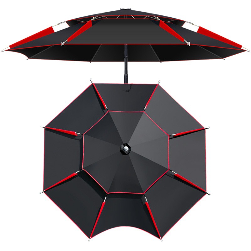 Factory wholesale fishing umbrella large fishing umbrella ground insert thick folding large umbrella black rubber universal rainstorm fishing sunshade