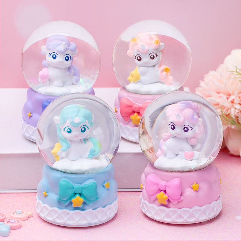 Sweet Dream Unicorn Small Luminous Crystal Ball for Children’S Birthday Gift Cartoon Creative Cute Pony Ornament