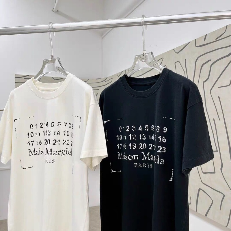 High-End Version of the Trendy Brand Maison Margiela Mm6 Letter Logo Round Neck Pullover Short-Sleeved T-Shirt