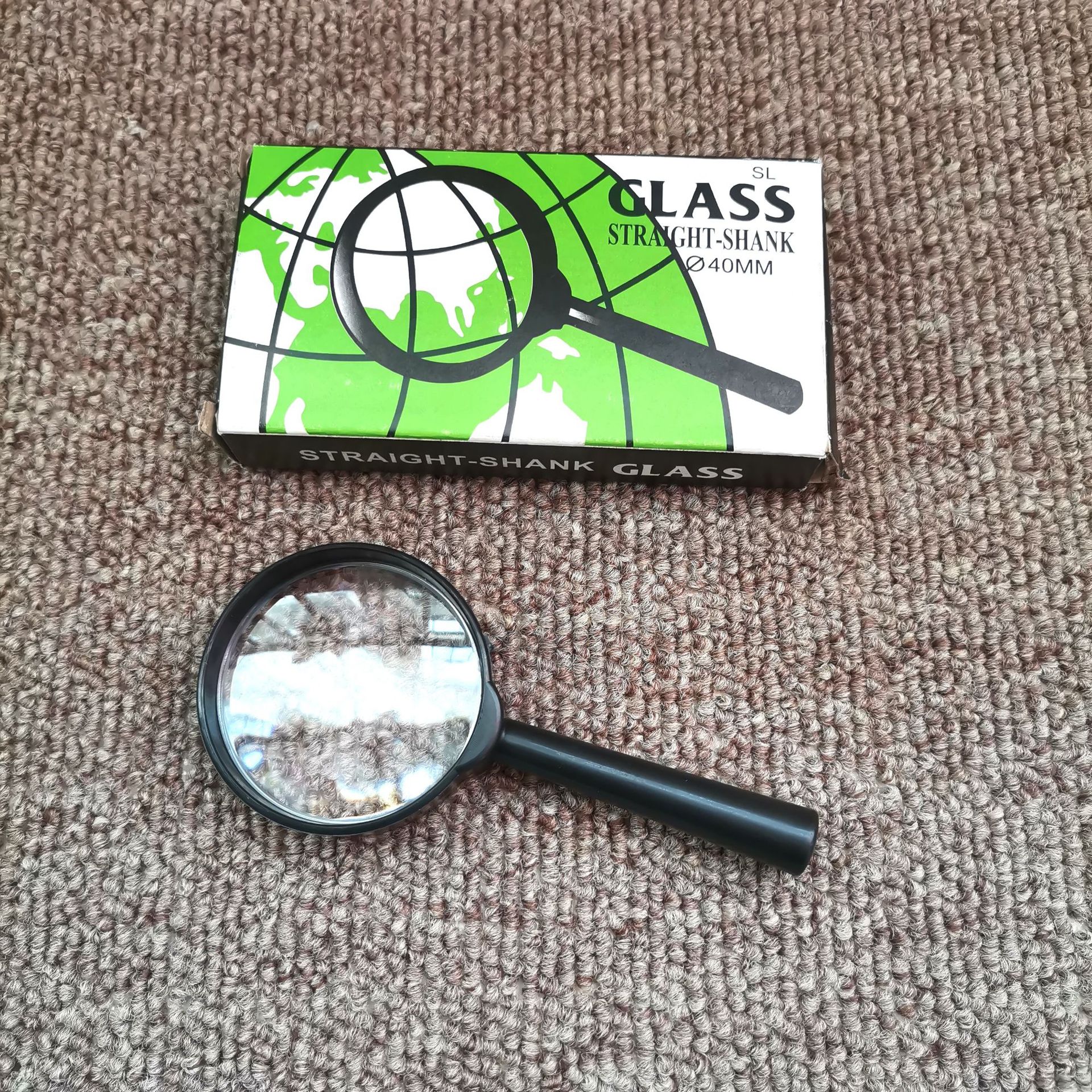 B92儿童塑料40mm手持式高倍放大镜彩盒树脂镜片黑色学生实验仪器