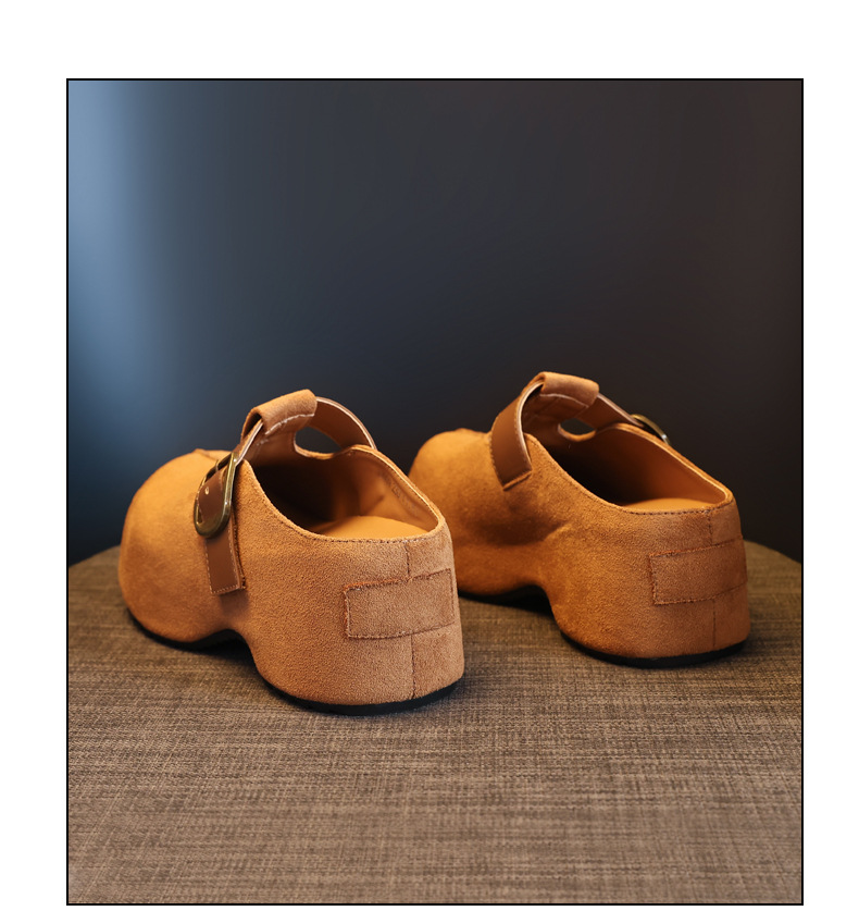 Dép lê nữ Birkenstock đế xuồng HY1009 thời trang mùa thu, đế dày, nâng chiều cao, kiểu lười, mũi kín — con lạc đà chi tiết 20
