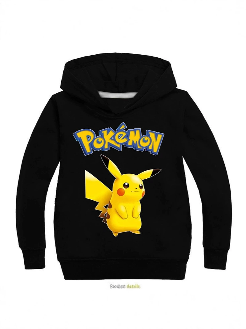 Хит продаж детская толстовка Pokemon go с принтом персонажа Пикачу, капюшон, свободная мультфильмная иностранная торговля