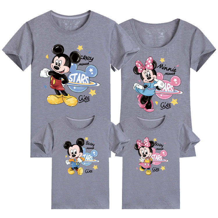Padre-hijo de manga corta familia de tres bocas cuatro bocas decoración del hogar global Mickey actividad clase ropa madre-hijo Camiseta de mujer moda