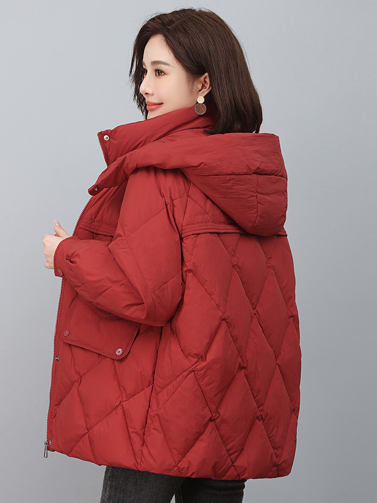 plus size Loose Long Hooded White Duck Down Jacket 2024 Winter New Women's Thickened Warm Middle-aged Cotton-padded Jacket