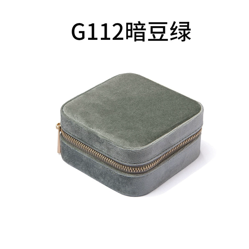 Jewelry storage box, handheld, removable ring insert, velvet‑style, zip closure