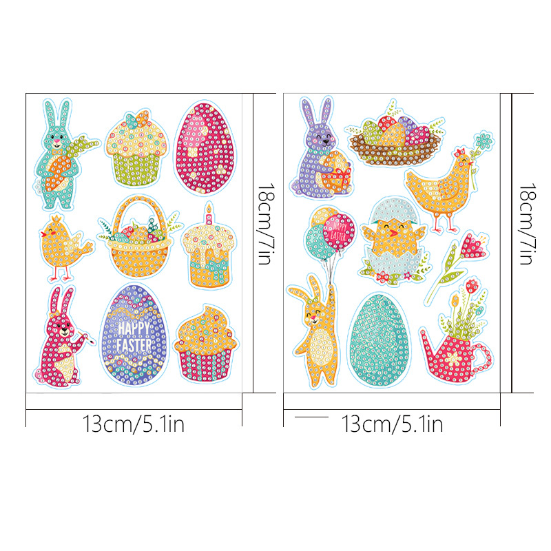 Venta caliente de dibujos animados huevo animal diamante pintura gratis pegatinas DIY Pegatinas de pared de ladrillo niños hecho a mano pegatinas diamante redondo