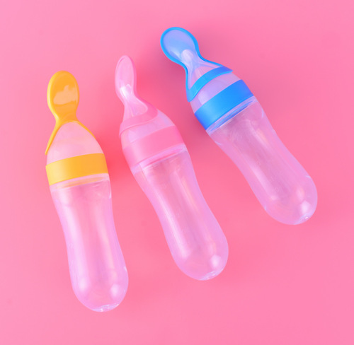 Baby Silicone Rice Pudding Spoon, Bottle Squeeze Spoon Feeding Spoon Silicone Rice Powder Supplementary Food Bottle, Rice Pudding Bottle Factory Direct Sale