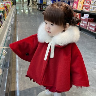 2025 Girls' Western Style Jackets Autumn and Winter Baby New Red Children's Clothing Cloaks Western Style Shawls