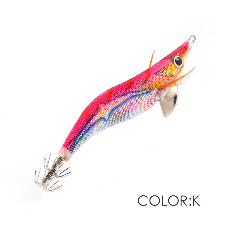 LT130818 Luya madera Camarón luminoso falso cebo rayo patrón 3D simulación ojo pulpo cebo