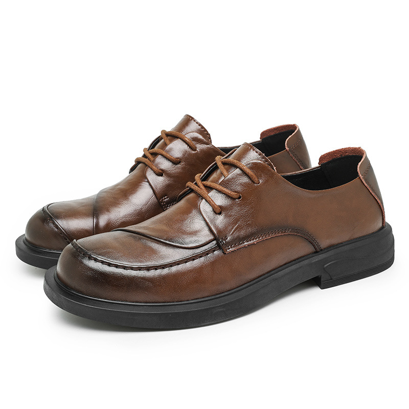 Zapatos de cuero para hombres jóvenes, tendencia coreana, zapatos casuales de negocios de suela blanda británica, zapatos formales de traje de cuero de alta gama