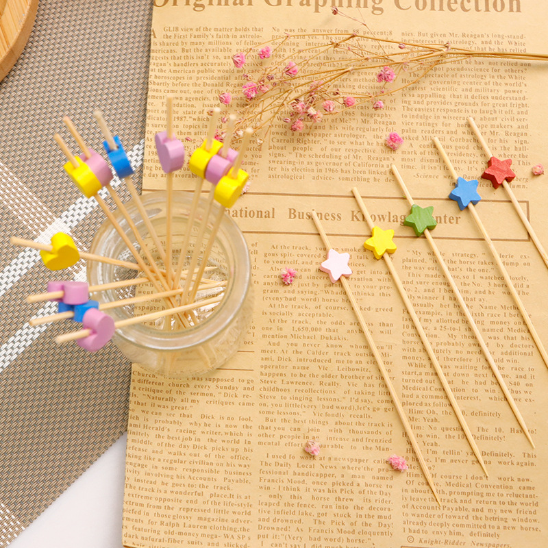 Desechable palo de bambú 12cm cóctel decorativo palo de postre