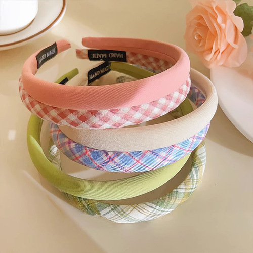 Colorful Grid Small Hairband for Girls 2024 New Style, Unisex Fashion Outdoors Hairpin Summer High-end Hair Tying Band