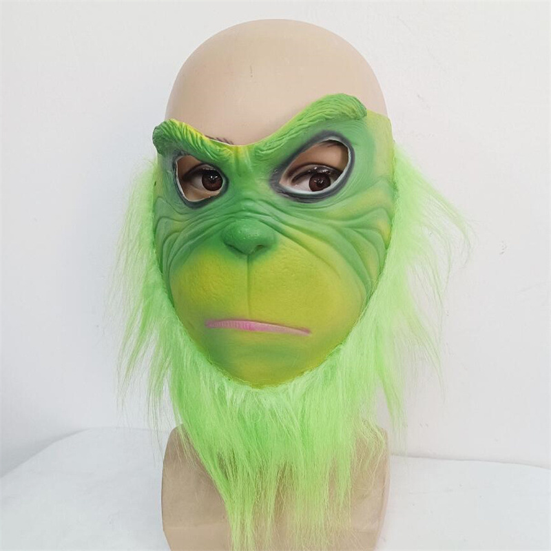 Halloween Cosplay Natale Carnevale Natale Grinch Mezza Maschera Grinch Barba Mostro Verde Maschera Guanti Fantasma_voghion.com