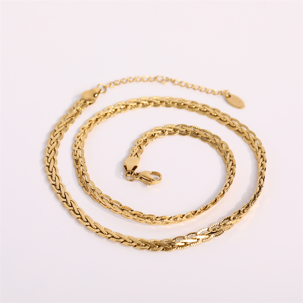 Simple Style Geometric Titanium Steel Inlaid Gold Necklace_colorza_5