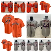 Трансграничные новые астронавты Houston Astros 44 # ALVAREZ издание вышитый бейсбольный костюм