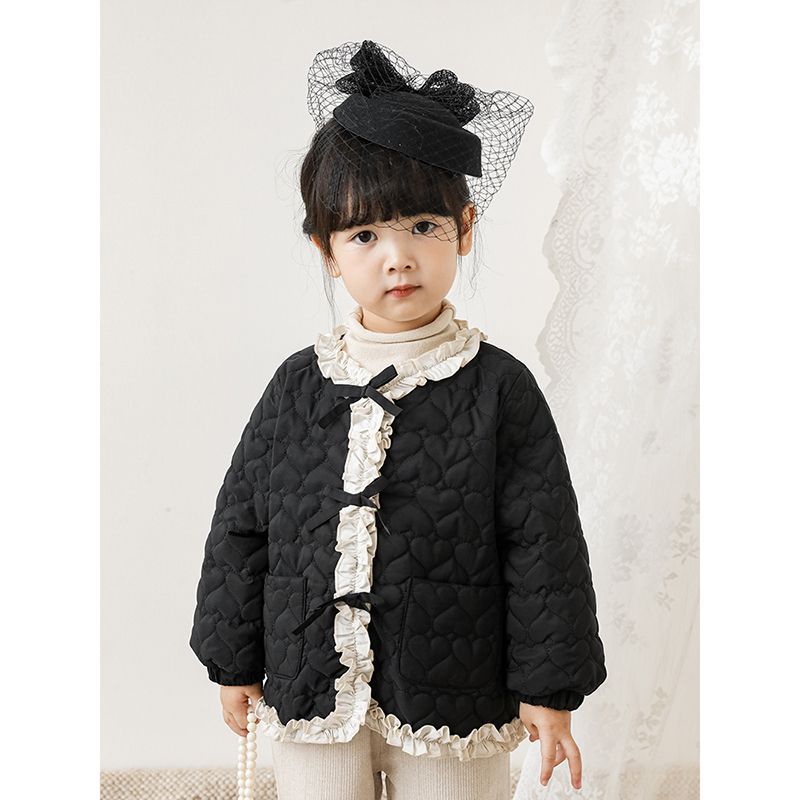 Wulibi's 2024 Winter New Collection: Cute Baby Girl's Cotton-Padded Coat with Ruffled Edges