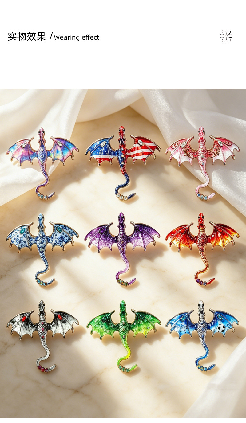 Eco-friendly material multi-color dragon brooch, 8 styles of enamel pins, fantasy Chinese style, dark fantasy, versatile collectible badge
