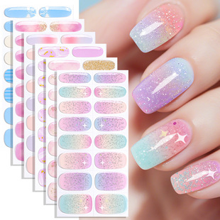 Zhengxiang's New Smudged No-Bake Gel Manicure Stickers DIY French Onion Powder Flash Cross-Border Japanese and Korean No Uv Nail Stickers