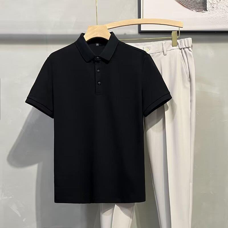 外贸专供纯色短袖POLO衫男士2025新款夏装商务休闲上衣宽松半袖翻|undefined